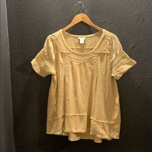 SUNDANCE embroidered soft yellow top SZ L